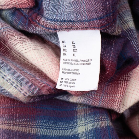 American Eagle Outfitters Boyfriend Fit Womena's XL Slim Fit Long Sleeve Plaid - Picture 9 of 9